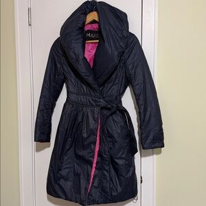 Marido Italy Navy Blue Wrap  puffer  trench down coat Size: 0